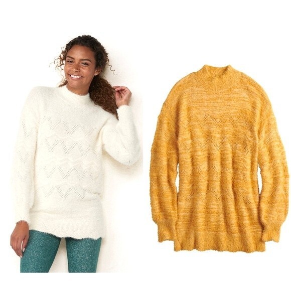 NWT LC, Lauren Conrad, , scalloped edge, eyelash tunic sweater - Picture 1 of 11